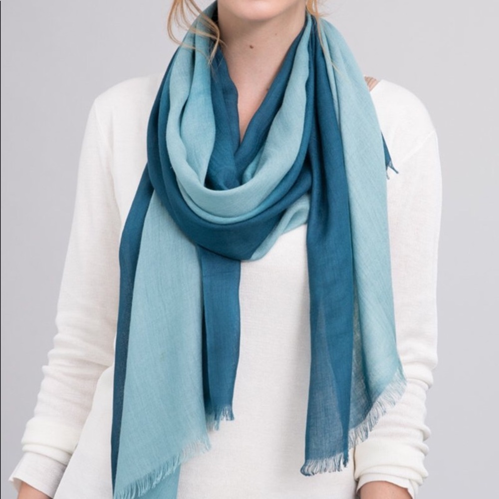Silk Modal Blend Scarf in Jade/Eucalyptus Ombré